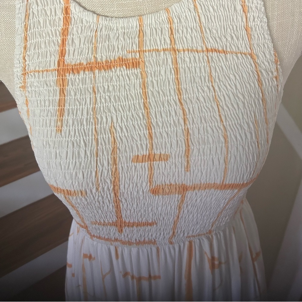Petal and pup Aliza maxi dress. Women’s Large  Ruched Top White/Apricot Pockets - Picture 3 of 10